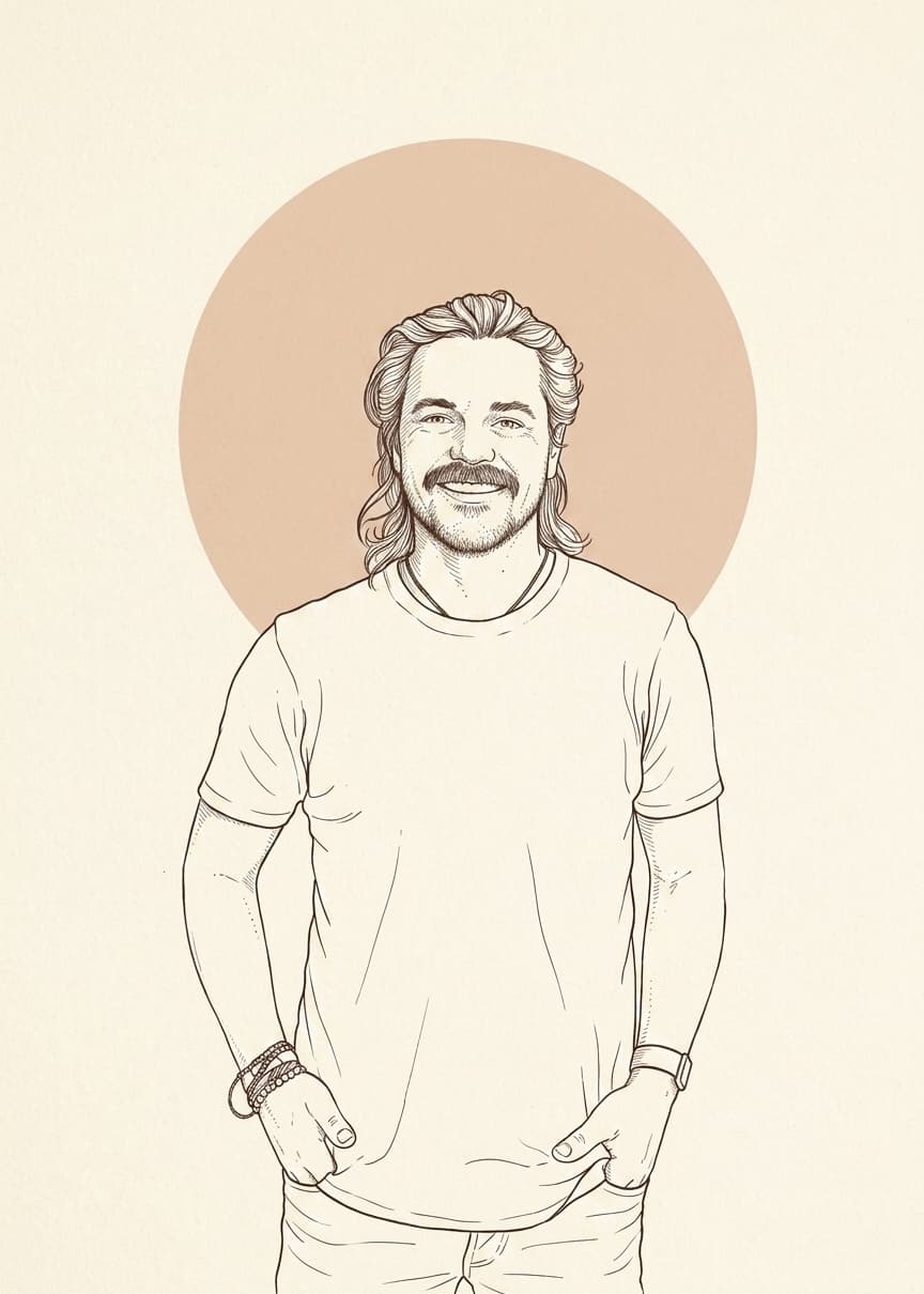 Line drawing of Kyle Palaniuk